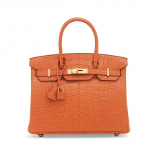 СУМКА Hermes BIRKIN 30 ИЗ МАТОВОЙ КОЖИ АЛЛИГАТОРА С ЗОЛОТОЙ ФУРНИТУРОЙ